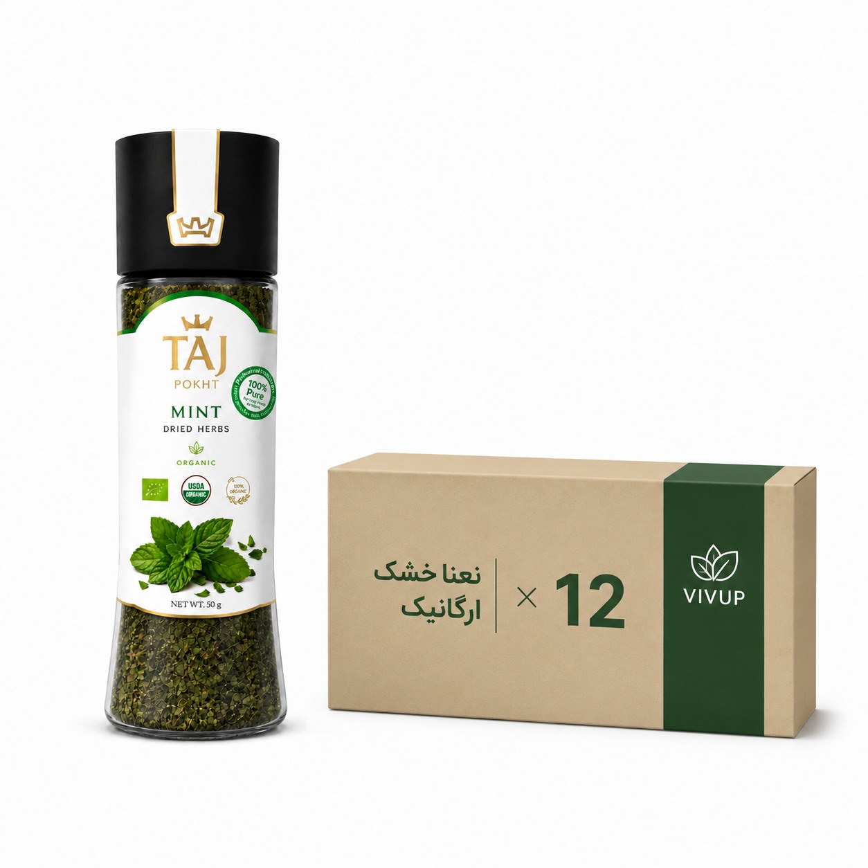 نعنا خشک خالص ارگانیک  50 گرمی تاج پخت