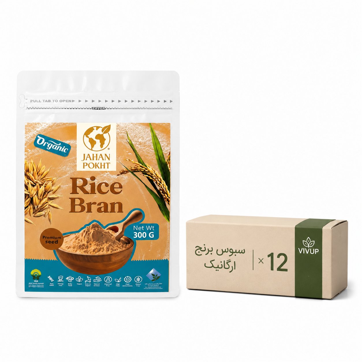 سبوس برنج ارگانیک 300 گرمی جهان پخت