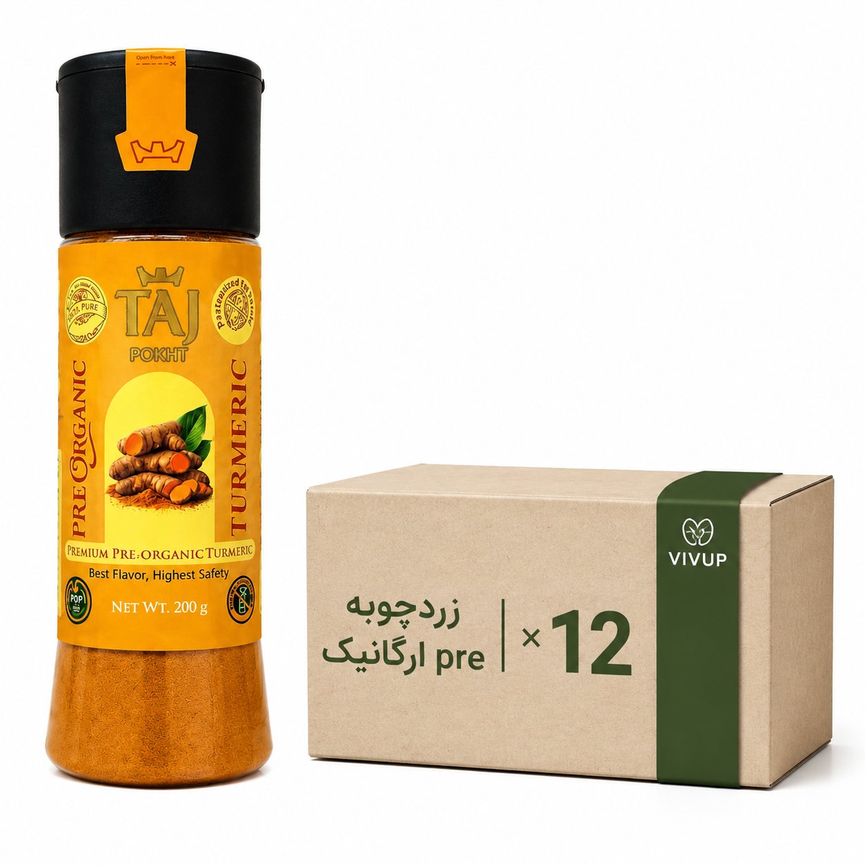 زردچوبه Pre ارگانیک خانواده ۲۰۰ گرمی تاج پخت